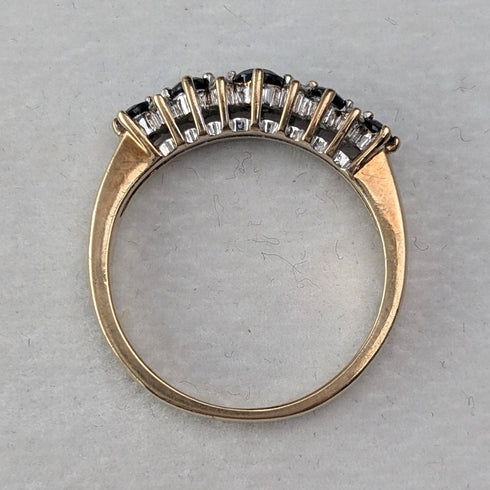 1991 British Vintage K9 Gold Sapphire & Zirconia Ring (Japanese size 12)