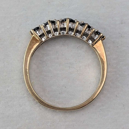 1991 British Vintage K9 Gold Sapphire & Zirconia Ring (Japanese size 12)