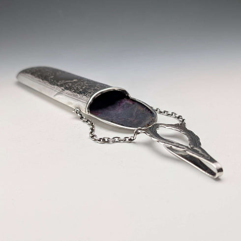 1904 British Antique Sterling Silver Chatelaine Eyeglass Case, 61g, Charles Lyster & Son