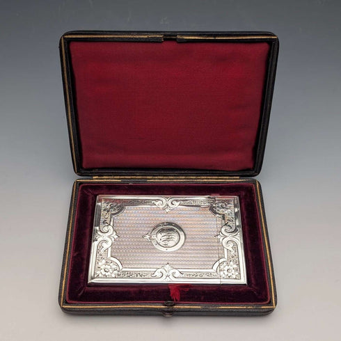 1869年 英国アンティーク 純銀製カードケース 56g ボックス入 Frederick Marson