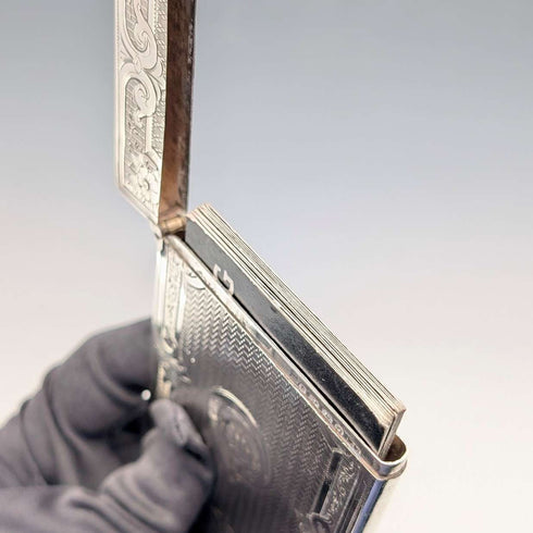 1869年 英国アンティーク 純銀製カードケース 56g ボックス入 Frederick Marson