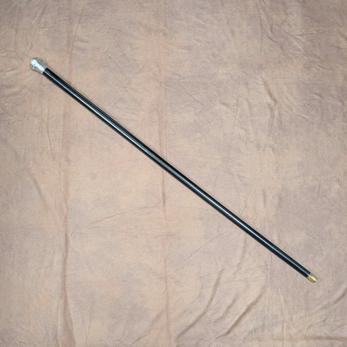 1919年 英国アンティーク ブラックシャフト 純銀彫刻ロンデルハンドル ステッキ 88cm