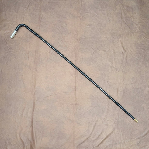 1899年 英国アンティーク ブラックシャフト L字ハンドル 純銀装飾 軽量ステッキ 杖 90cm