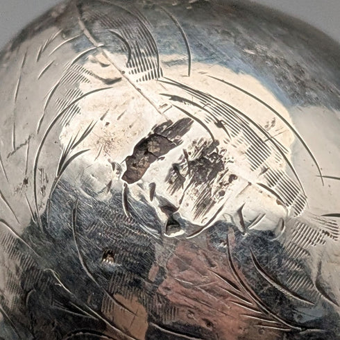 1919年 英国アンティーク ブラックシャフト 純銀彫刻ロンデルハンドル ステッキ 88cm