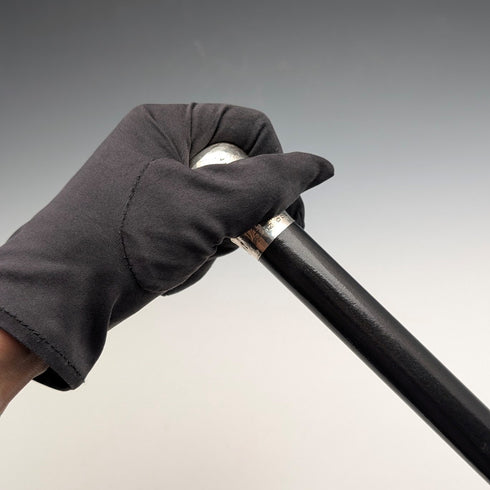 1919年 英国アンティーク ブラックシャフト 純銀彫刻ロンデルハンドル ステッキ 88cm