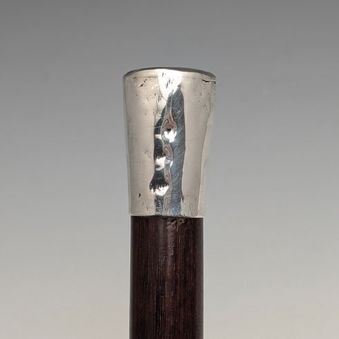 1880年英國古董棕色桿純銀圓頭手柄手杖,長83厘米