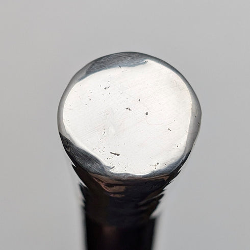 1880年英國古董棕色桿純銀圓頭手柄手杖,長83厘米