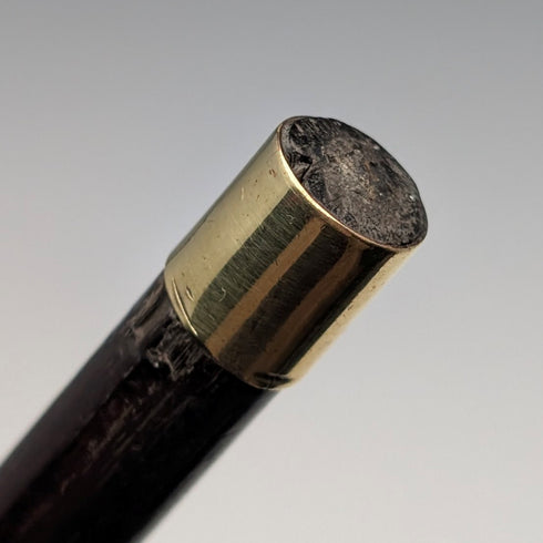 1880年英國古董棕色桿純銀圓頭手柄手杖,長83厘米