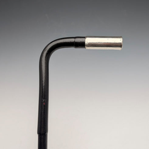 1899年 英国アンティーク ブラックシャフト L字ハンドル 純銀装飾 軽量ステッキ 杖 90cm