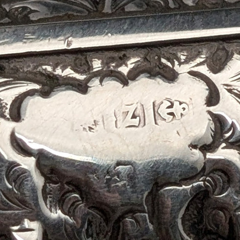 1899 British Antique Sterling Silver L-Handle Horn-Handled Walking Stick, 83cm