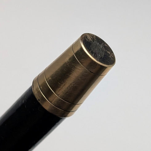 1899 British Antique Sterling Silver L-Handle Horn-Handled Walking Stick, 83cm