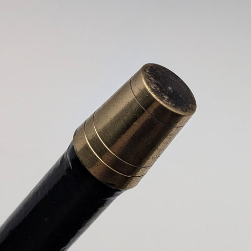 1911年英國古董黑軸純銀鹿角L型手柄手杖,77厘米