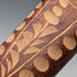 Vintage brown shaft walking stick with carved wood accents and an axe-shaped handle, 85cm