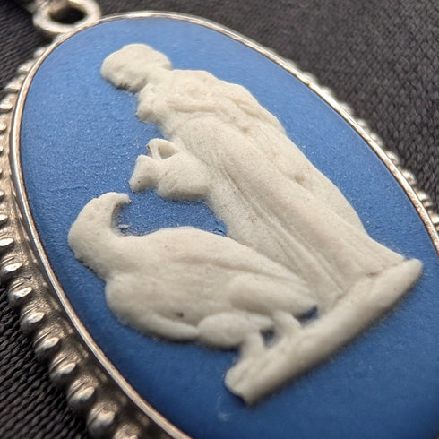 英国ヴィンテージ ウェッジウッド 純銀&ジャスパー ペンダント 純銀製チェーン付