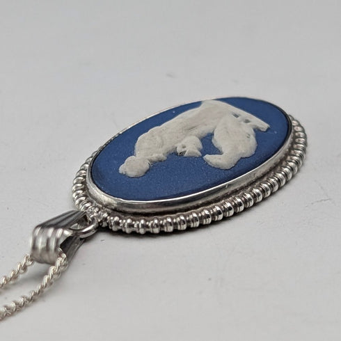 英国ヴィンテージ ウェッジウッド 純銀&ジャスパー ペンダント 純銀製チェーン付