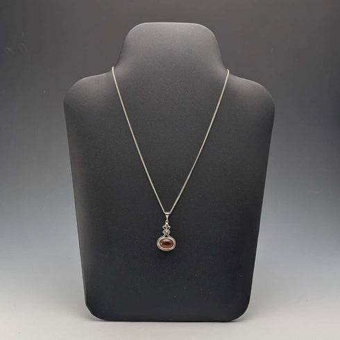 Vintage sterling silver honey amber pendant with sterling silver chain