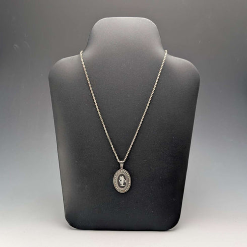British Vintage Wedgwood Sterling Silver and Black Jasper Pendant with Sterling Silver Chain