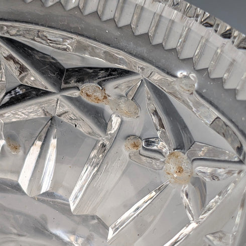 1929 British Antique Cut Glass Dish and Sterling Silver Spoon Set of 4, Joseph Rodgers & Sons, Case Included