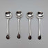 1929 British Antique Cut Glass Dish and Sterling Silver Spoon Set of 4, Joseph Rodgers & Sons, Case Included