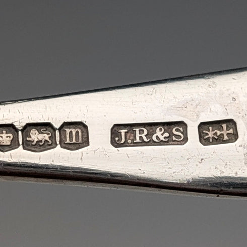 1929 British Antique Cut Glass Dish and Sterling Silver Spoon Set of 4, Joseph Rodgers & Sons, Case Included