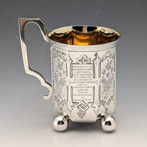 1858 British Antique Sterling Silver Mug, 148g, Joseph Angell II