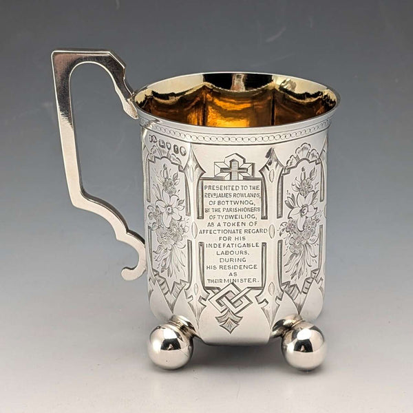 1858 British Antique Sterling Silver Mug, 148g, Joseph Angell II