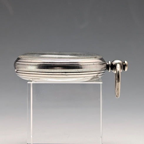 1864年英國約翰貝內特古董鑰匙上弦懷錶,銀色鏤空錶盤,走時良好