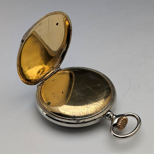 1910年代瑞士古董無牌8日鏈懷錶,合金錶殼,走時良好