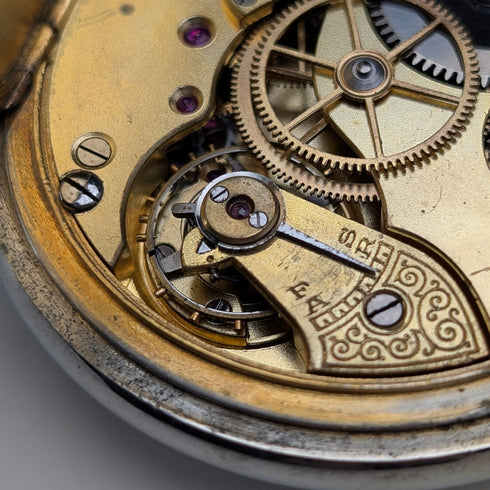 1910年代瑞士古董無牌8日鏈懷錶,合金錶殼,走時良好