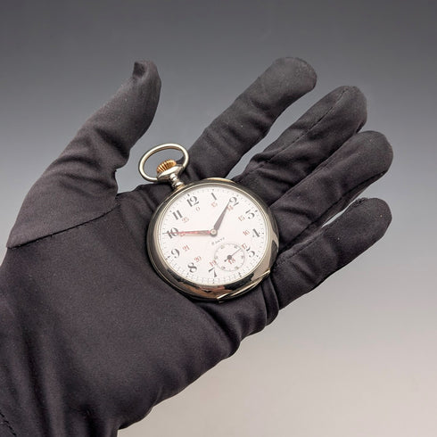 1910年代瑞士古董無牌8日鏈懷錶,合金錶殼,走時良好