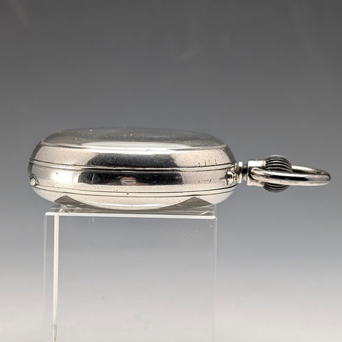 1898 British antique J.W. Benson BANK pocket watch, sterling silver open face, in good working order