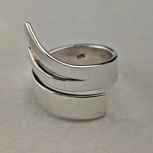 復古純銀螺旋纏繞戒指(14號)