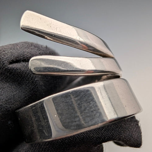 復古純銀螺旋纏繞戒指(14號)