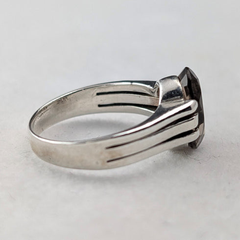 復古純銀煙晶戒指(14號)