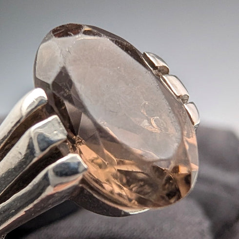 復古純銀煙晶戒指(14號)