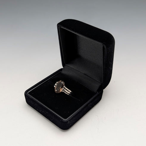 復古純銀煙晶戒指(14號)