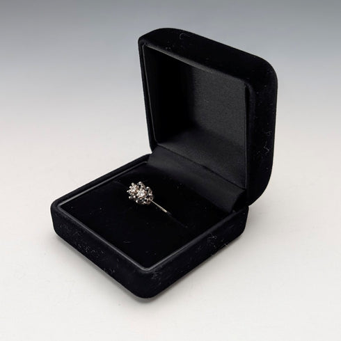 英国ヴィンテージ 純銀製 ブルー&クリア ダブルクラスター リング (11号)指輪