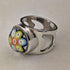 Vintage Scottish Sterling Silver Caithness Glass Millefiori Ring (Size 15)