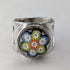 Vintage Scottish Sterling Silver Caithness Glass Millefiori Ring (Size 15)