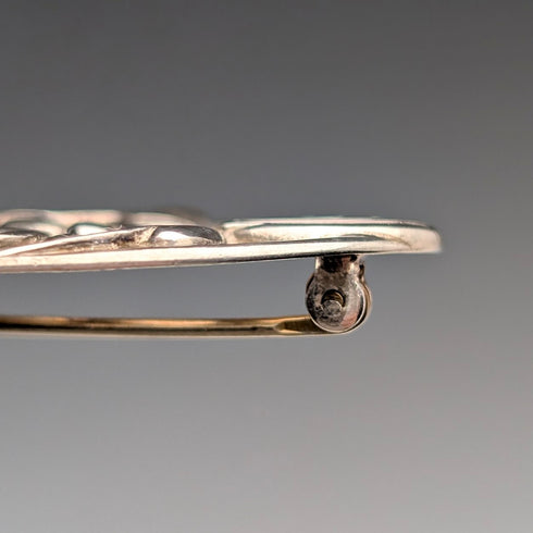 復古純銀麥金托什玫瑰新藝術風格橢圓形胸針