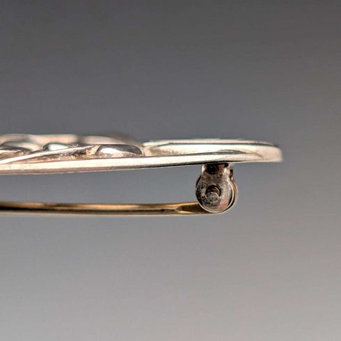 Vintage Sterling Silver Mackintosh Rose Art Nouveau Oval Brooch