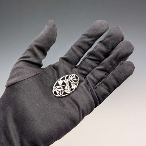 Vintage Sterling Silver Mackintosh Rose Art Nouveau Oval Brooch