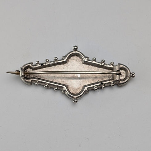 1892年 英国アンティーク 純銀製 木に止まる鳥の彫金 ブローチ