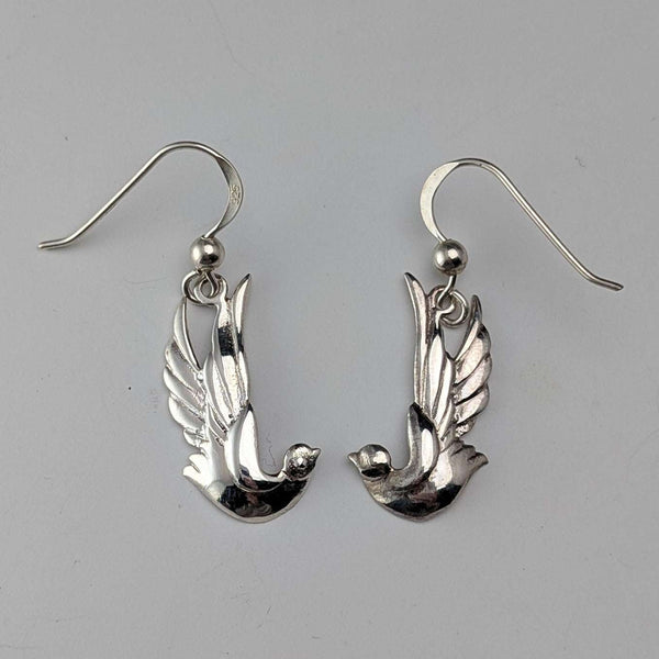 Vintage sterling silver Asuka motif drop earrings