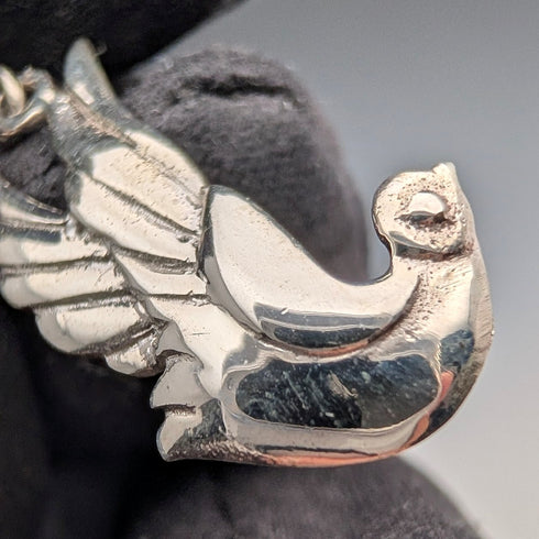 復古純銀明日香圖案水滴耳環