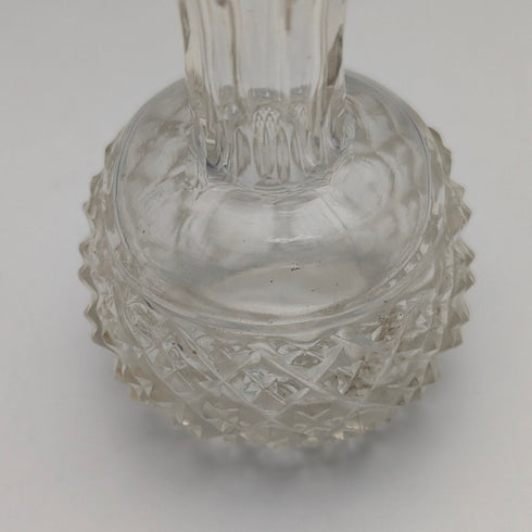 1897年 英国アンティーク カットガラス&純銀装飾 小型一輪挿し 花瓶ペア