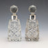 1922 British Antique Sterling Silver Cut Glass Perfume Bottles, Pair, Arthur Graf