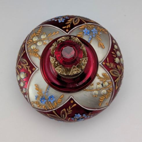 Antique Bohemian Glass Art Nouveau Enamel Floral Perfume Bottle