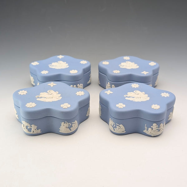 Vintage British Wedgwood Jasperware Star-Shaped Box Set of 4, Pale Blue