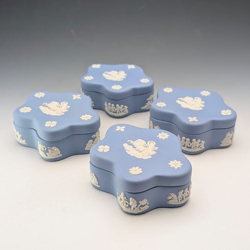 英國韋奇伍德復古星星碧玉器盒套裝(4件),淺藍色